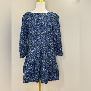 Free People Floral Mini Dress Open Back Blue Navy Size Medium NWT Boho